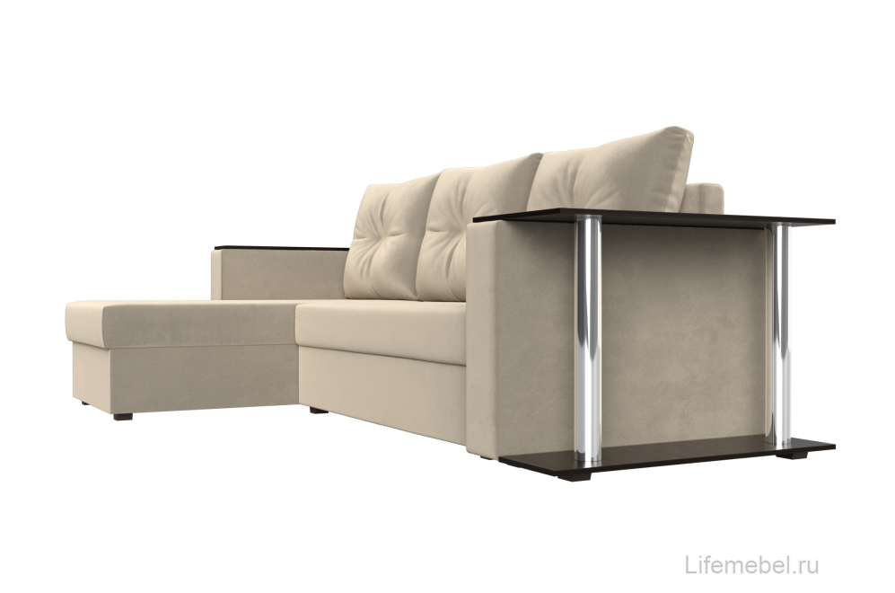 Диван угловой Дельта-Прайм левый бежевый микровельвет