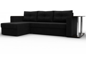 Диван угловой Дельта-Прайм микровельвет черный