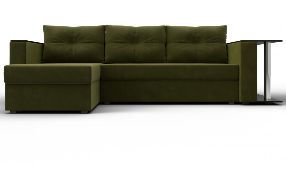 Диван угловой Дельта-Прайм левый зеленый микровельвет