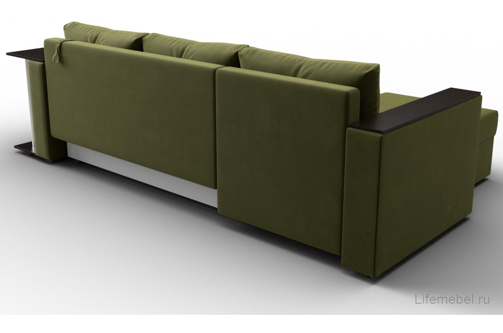 Диван угловой Дельта-Прайм левый зеленый микровельвет