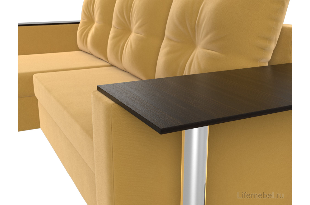 Диван угловой Дельта-Прайм левый желтый микровельвет