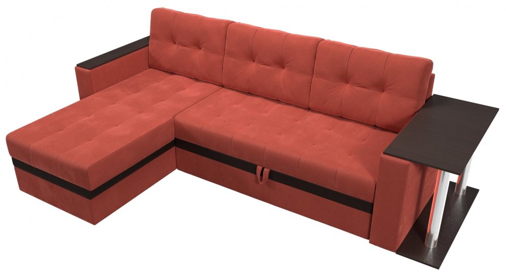 Диван угловой Атланта М левый коралловый микровельвет