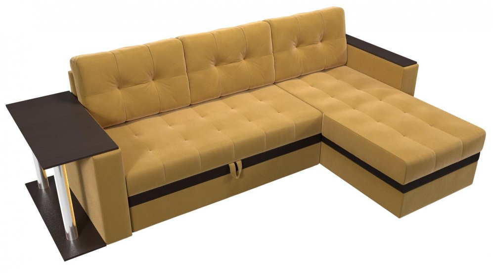 Диван угловой Атланта М правый желтый микровельвет