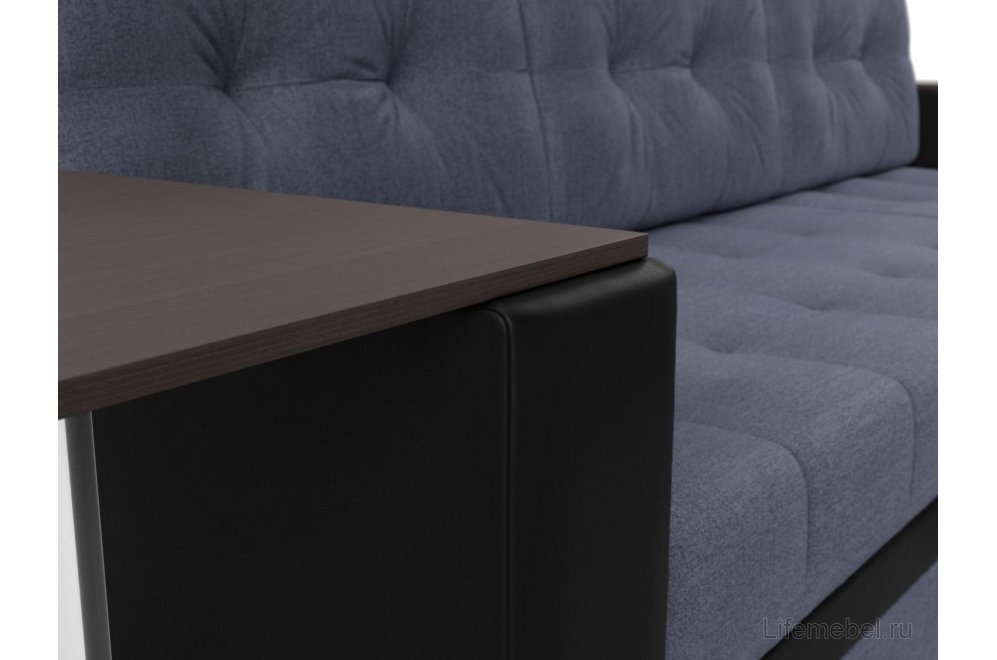 Диван угловой Дельта-Прайм М правый рогожка berat серая / экокожа черная