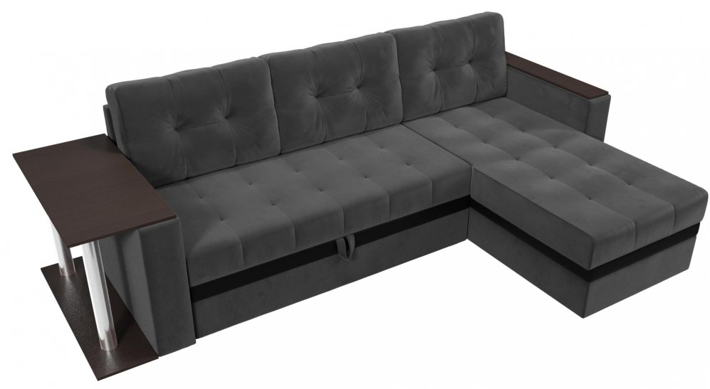 Диван угловой Атланта М правый серый велюр