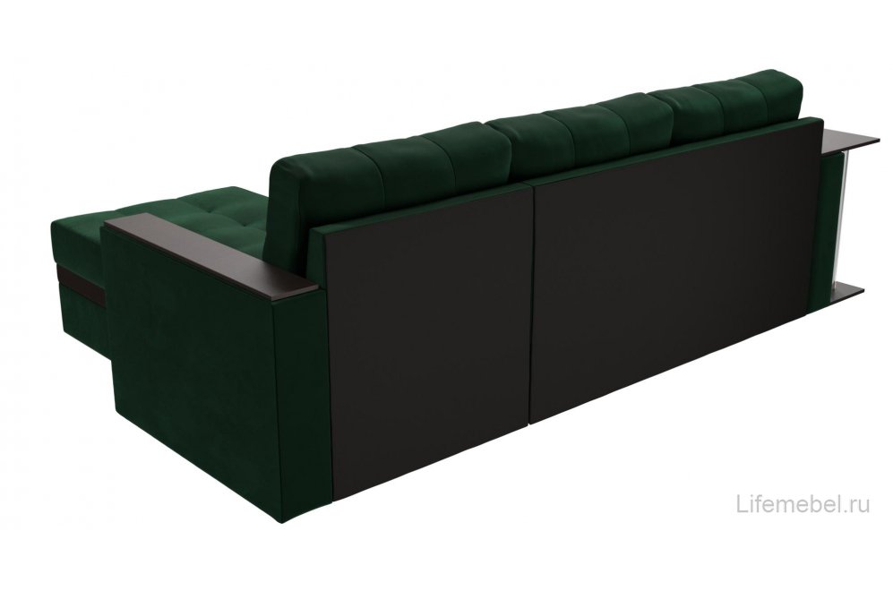 Диван угловой Дельта-Прайм М правый зеленый велюр