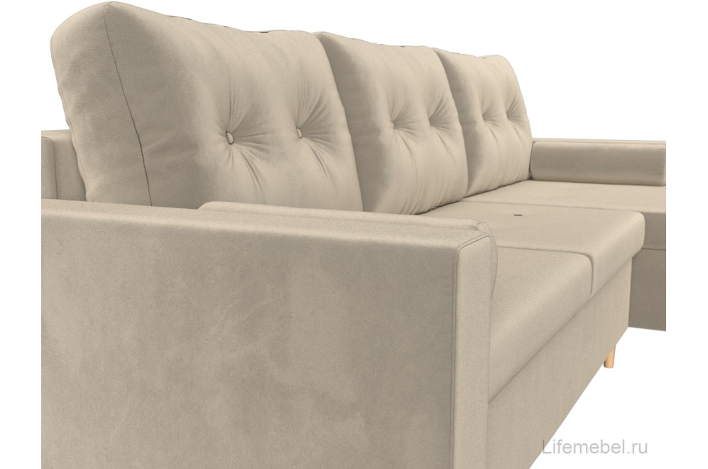 Диван угловой Урбано микровельвет бежевый правый