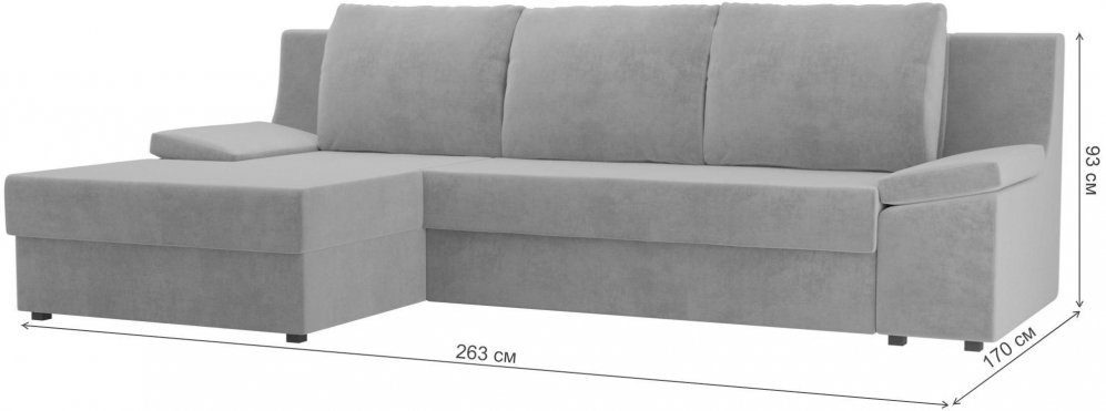 Диван угловой Челси левый велюр коричневый