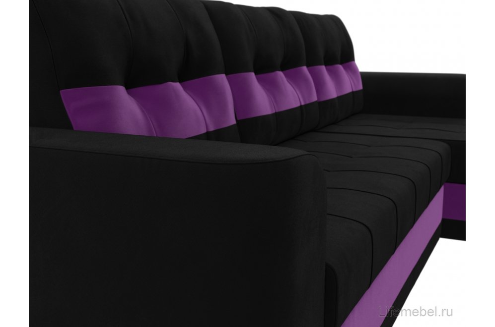 Диван угловой Эльба-Прайм правый черный микровельвет