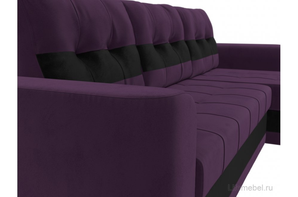 Диван угловой Эльба-Прайм правый фиолетовый велюр