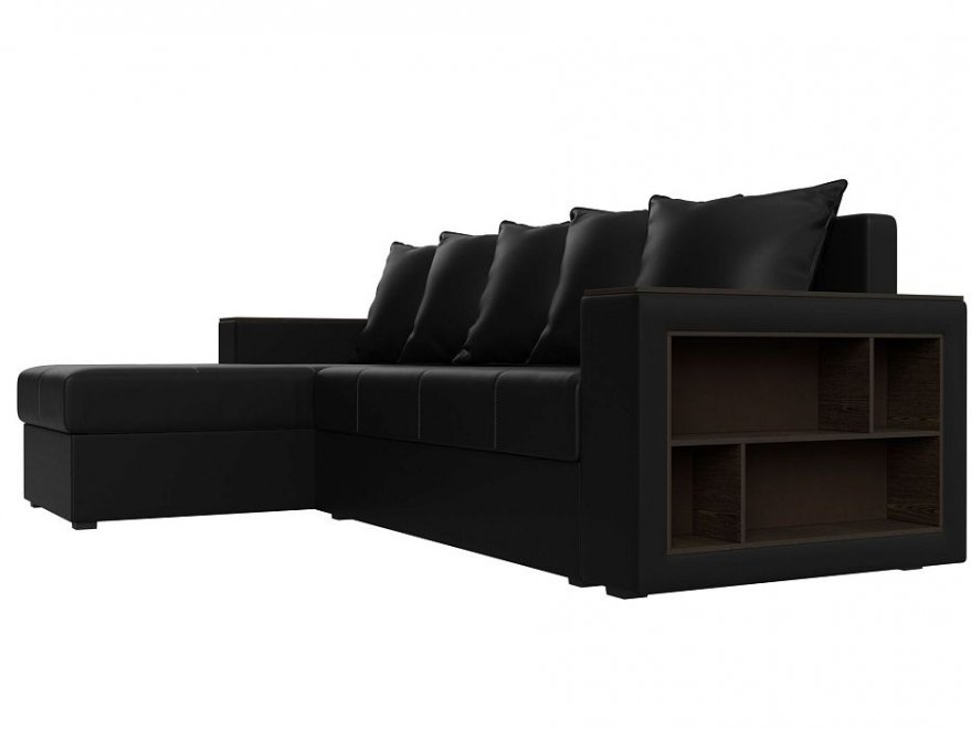 Диван угловой Дубай Лайт левый черная экокожа 