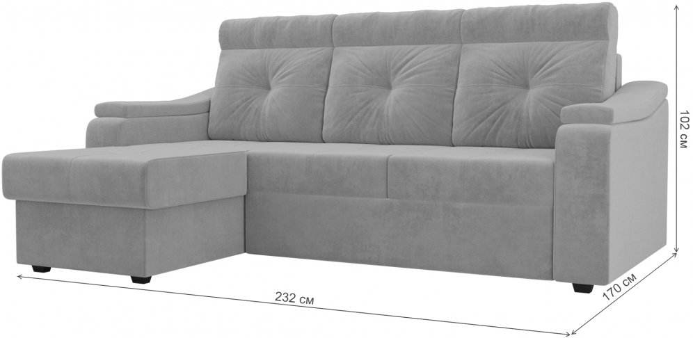 Диван угловой Джастин левый велюр коричневый