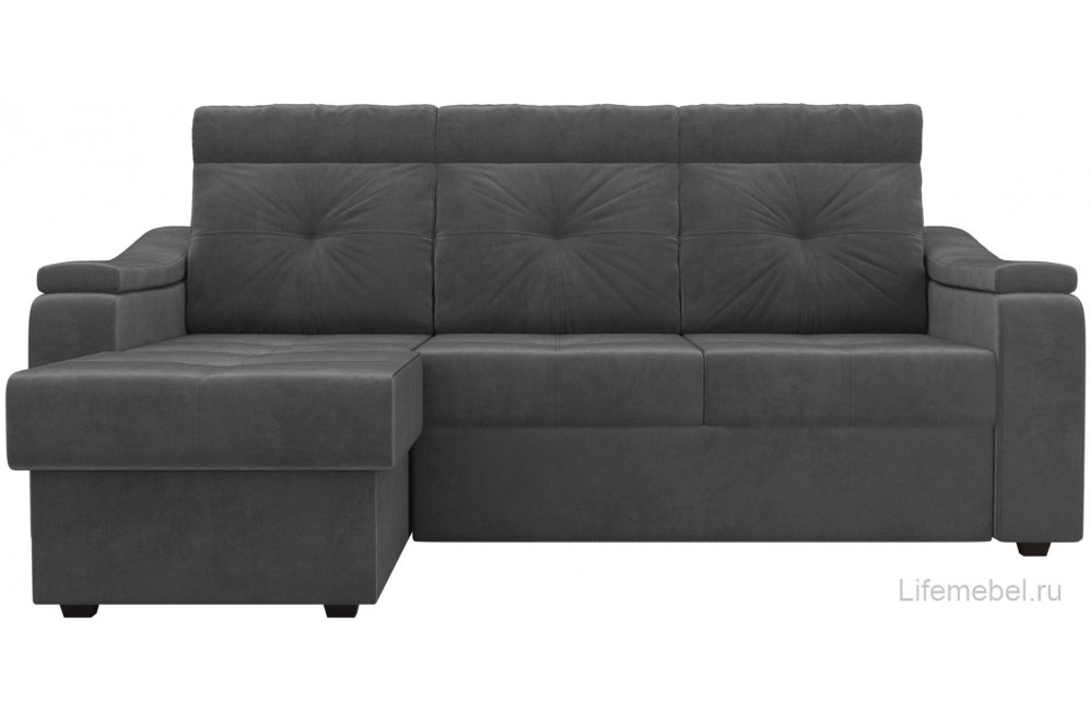Диван угловой Браво-Арт левый велюр серый