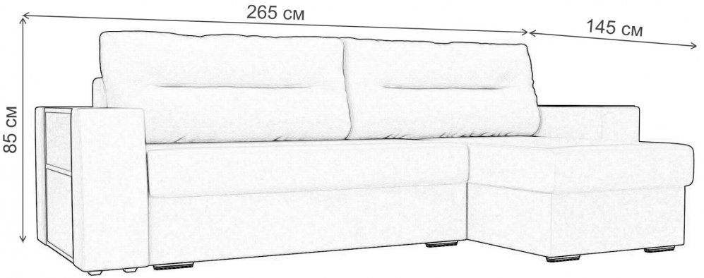 Диван угловой Эридан правый серый велюр