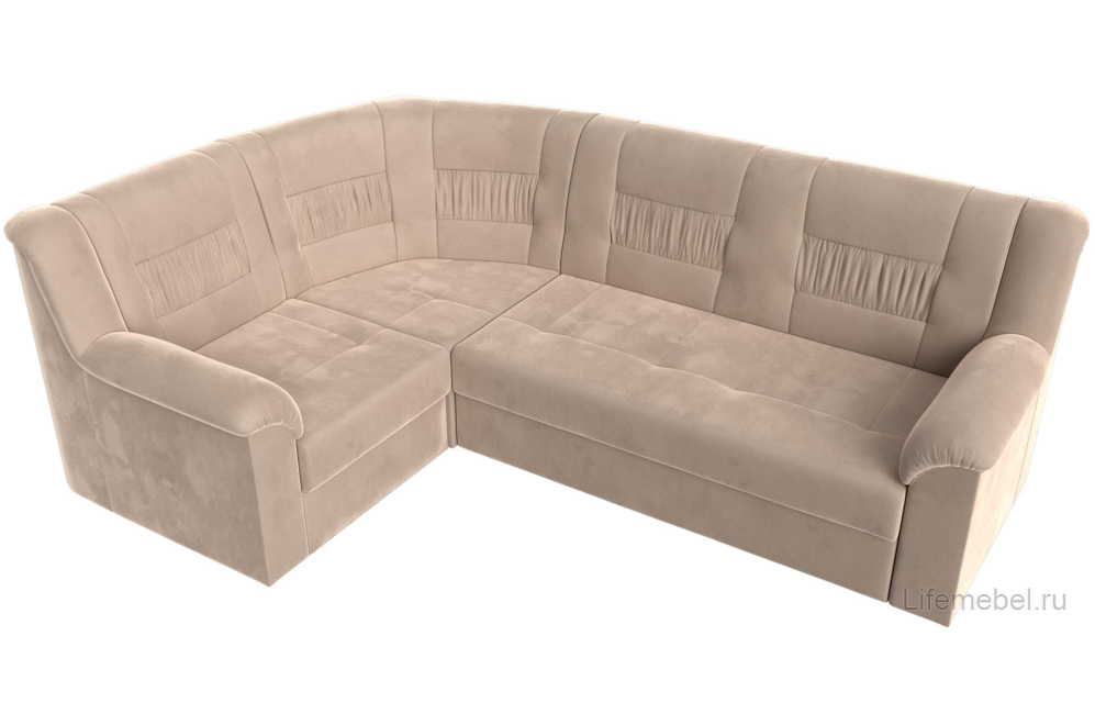 Диван угловой Карелия левый бежевый велюр