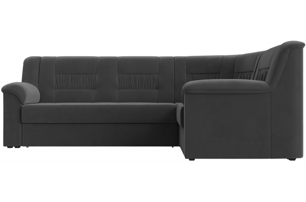 Диван угловой Карелия правый серый велюр