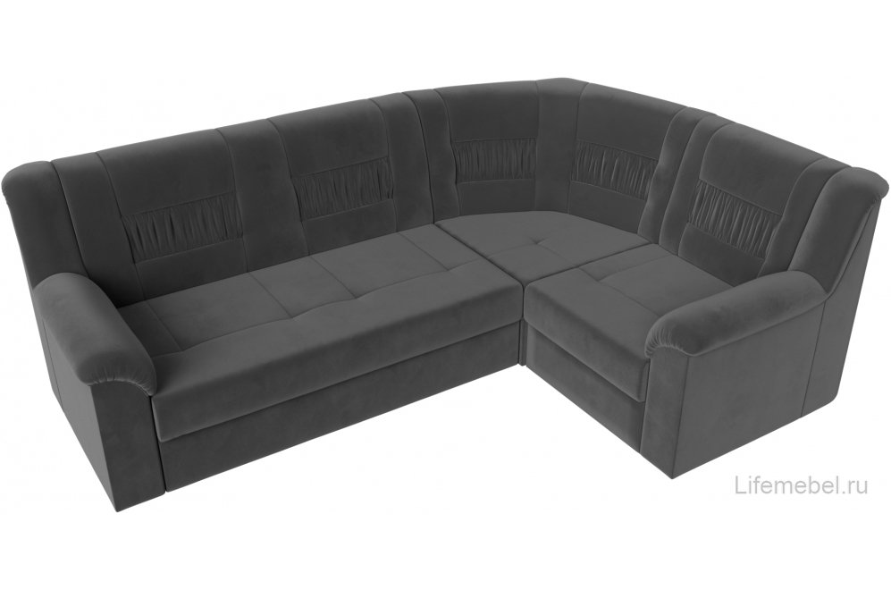 Диван угловой Карелия правый серый велюр