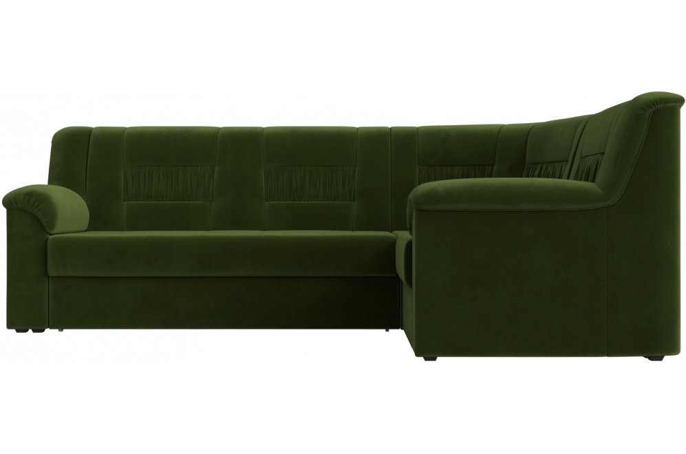 Диван угловой Карелия правый зеленый микровельвет