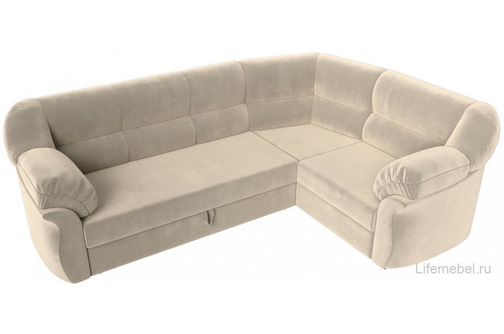 Диван угловой Эллада правый бежевый микровельвет