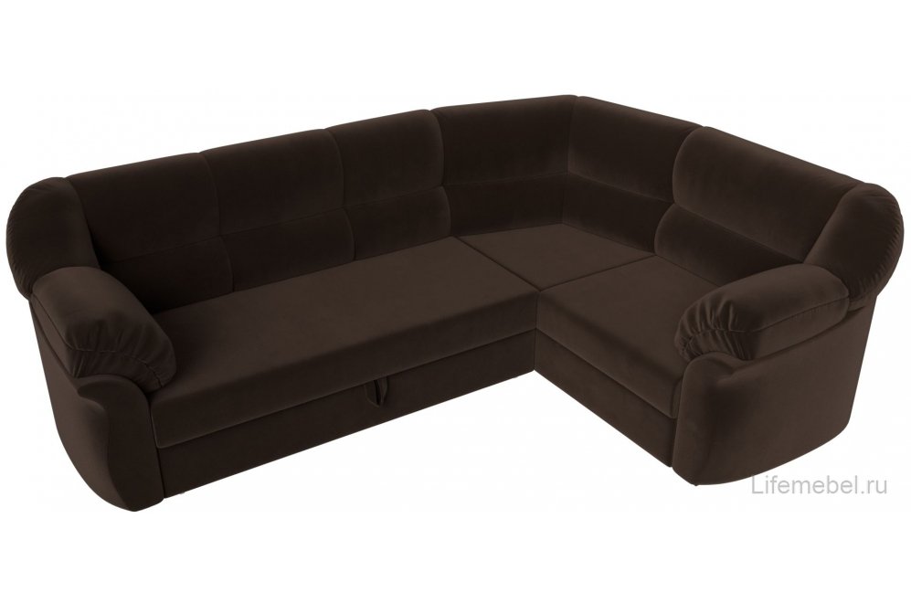 Диван угловой Эллада правый коричневый микровельвет