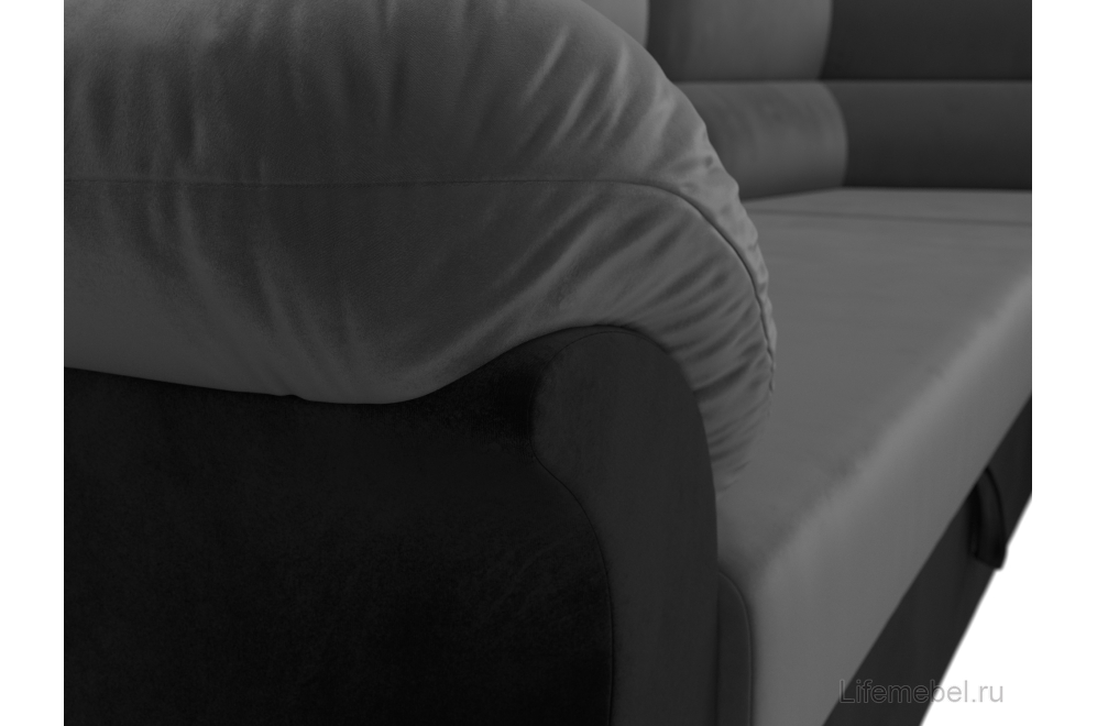 Диван угловой Эллада правый серый / черный велюр