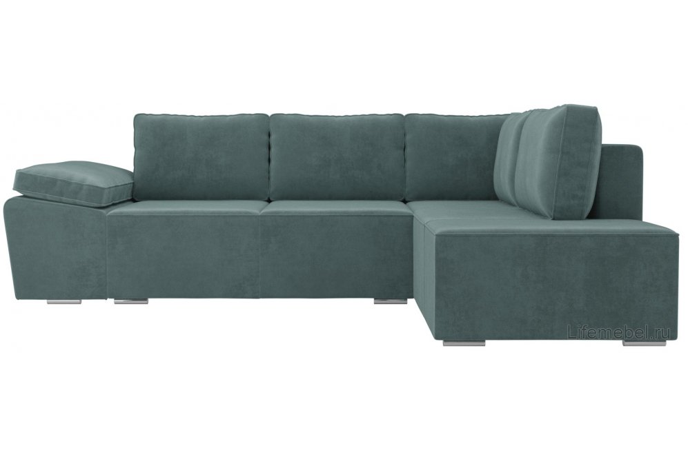 Диван угловой Крона-Нова правый бирюзовый велюр