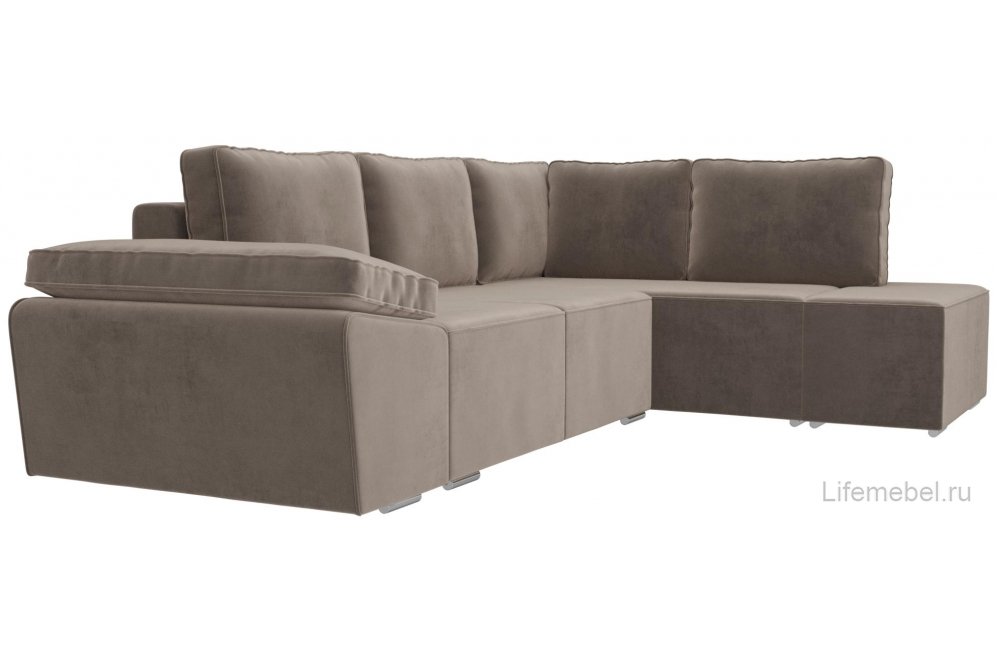 Диван угловой Крона-Нова правый коричневый велюр