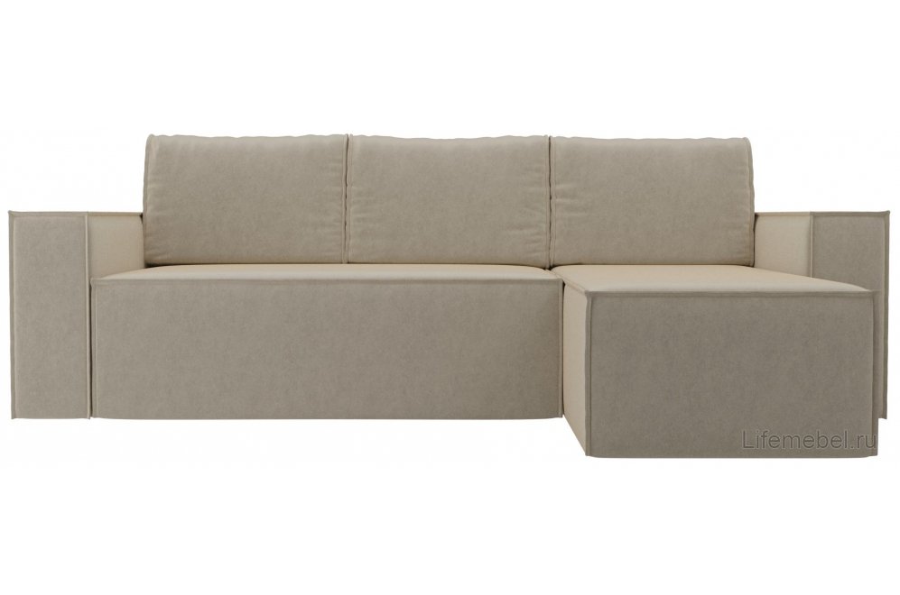 Диван угловой Куба правый микровельвет бежевый