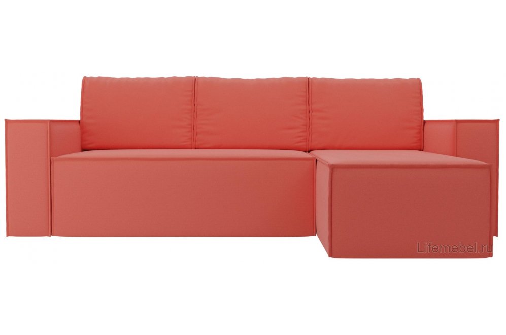 Диван угловой Нова правый микровельвет коралловый