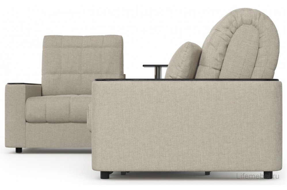 Диван угловой Moon Family 018/91Лн+Н30 Lux н+(1)65Пн 003569 левый со спальным местом 140 велюр бежевый 66-100