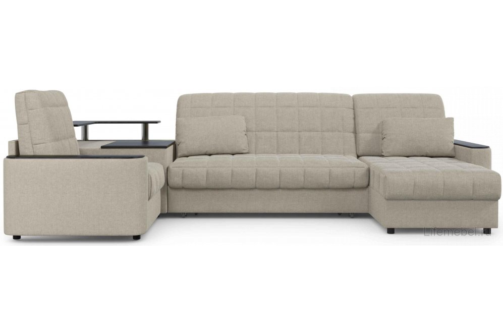 Диван угловой Moon Family 018/91Лн+Н30н+7Ян+(1)65Пн 003604 левый со спальным местом 140 велюр бежевый 66-100