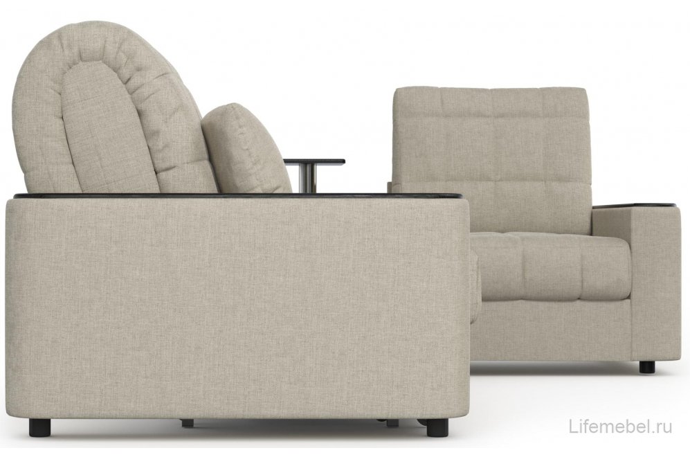 Диван угловой Moon Family 018/(1)65Лн+Н30н+91Пн 003554 правый со спальным местом 140 велюр бежевый 66-100