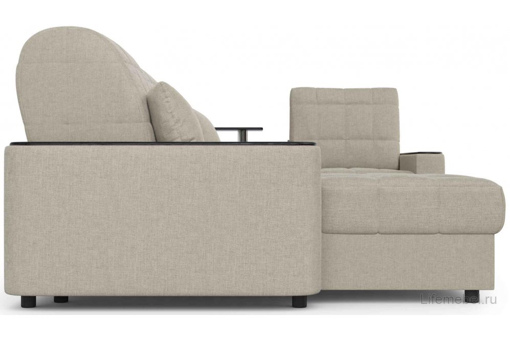 Диван угловой Moon Family 018/(1)65Лн+7Ян+Н30н+91Пн 003594 правый со спальным местом 140 велюр бежевый 66-100