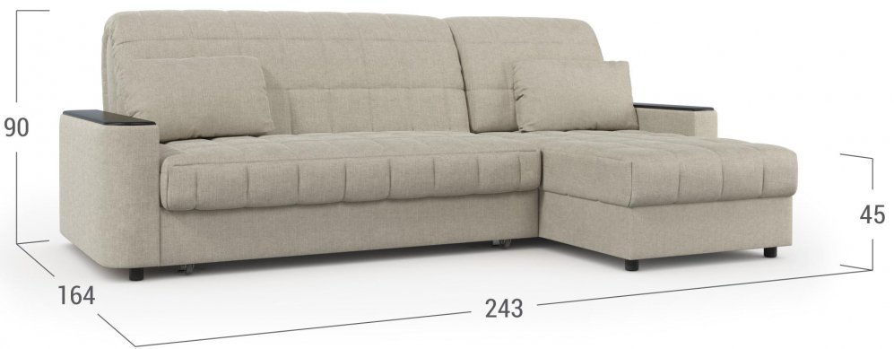 Диван угловой Moon Family 018/Н30н+7Ян+(2)65н 003534 со спальным местом 140 велюр бежевый 66-100