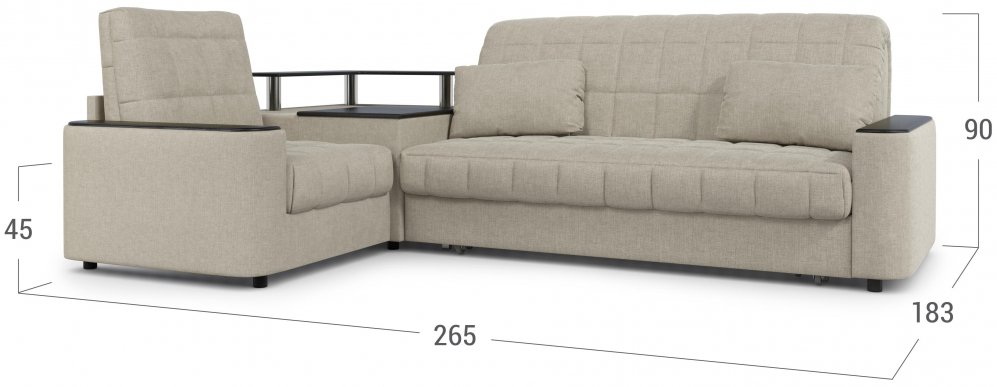 Диван угловой Moon Family №018 / 91Лн+Н30С Lux v1+(1)65Пн 004689 левый велюр бежевый 66-100