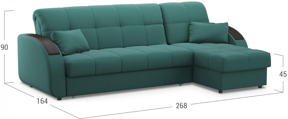 Диван угловой Moon Family 109 268 см с независимым пружинным блоком Н30С Lux v1+7Я н+(2)65 н 004805 зеленый