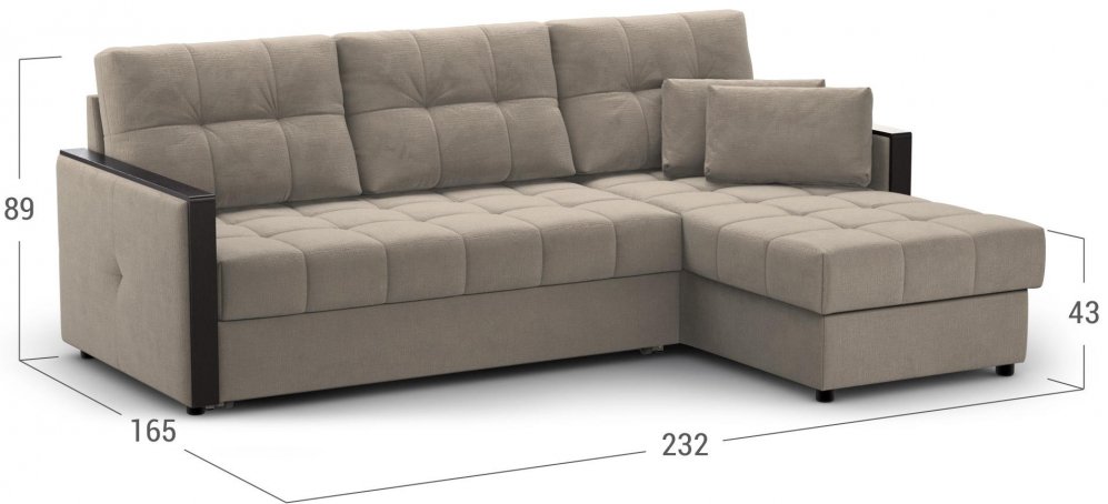 Диван угловой Moon Family 125 коричневый велюр