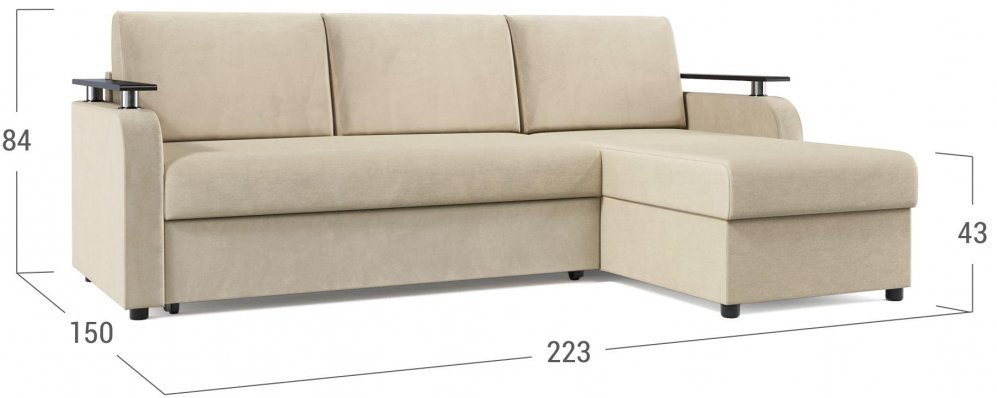 Диван угловой Moon Family 044/Д27ПЯ v1 003105 с декором велюр бежевый 74-1