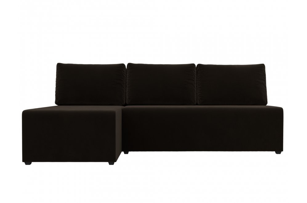 Диван угловой Поло левый коричневый микровельвет