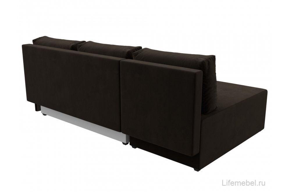 Диван угловой Поло левый коричневый микровельвет
