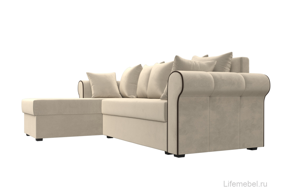 Диван угловой Прайм-Сити левый бежевый микровельвет