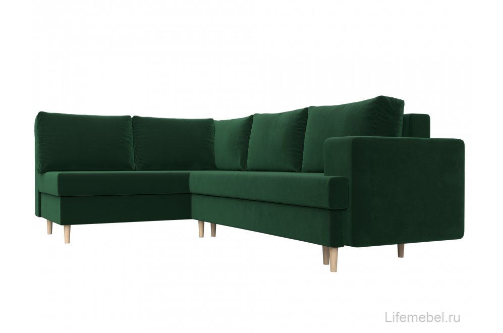 Диван угловой Сильвана велюр MR зеленый левый