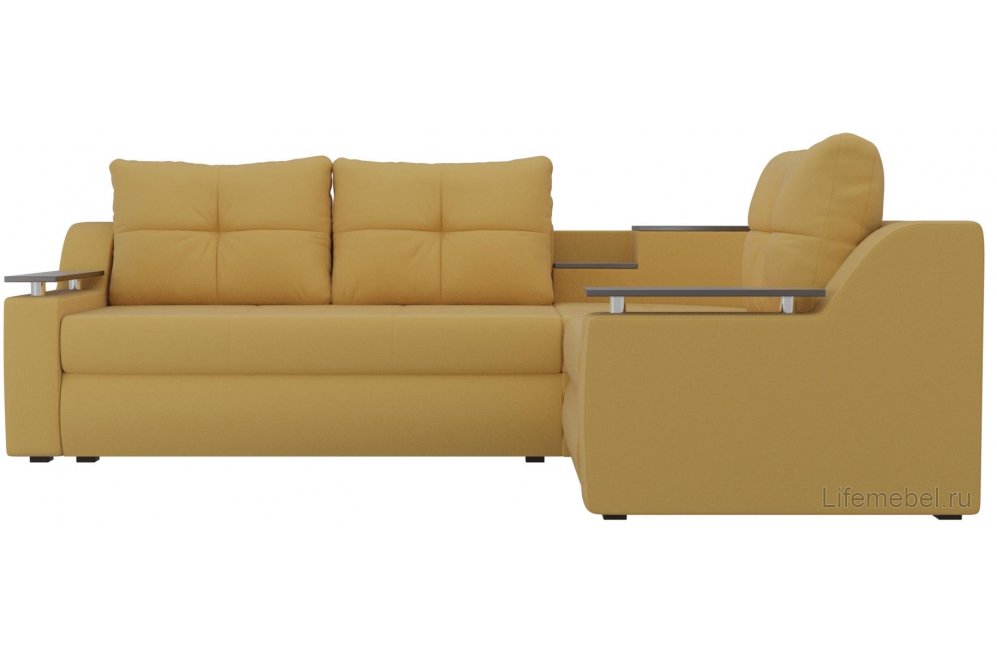 Диван угловой Тесей правый микровельвет желтый