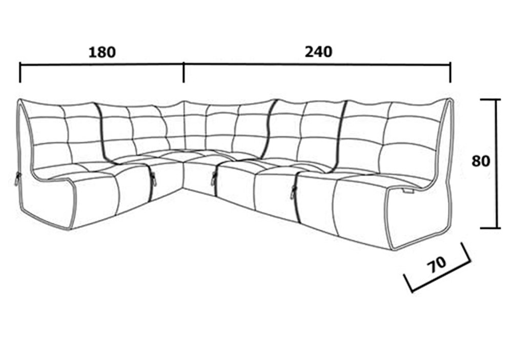 Модульный диван Shape угловой +3 бескаркасный бежевый