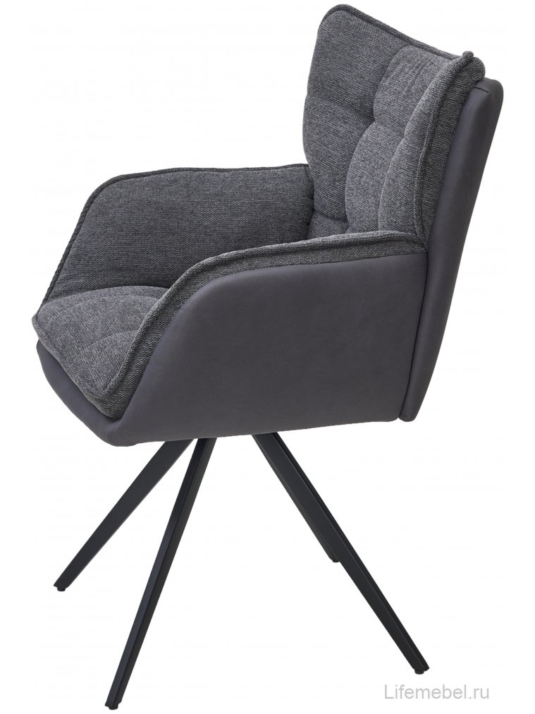 Кресло Ortega 180 поворотное brego-16 темно-серый / maison 95 темно-серый pu / черный