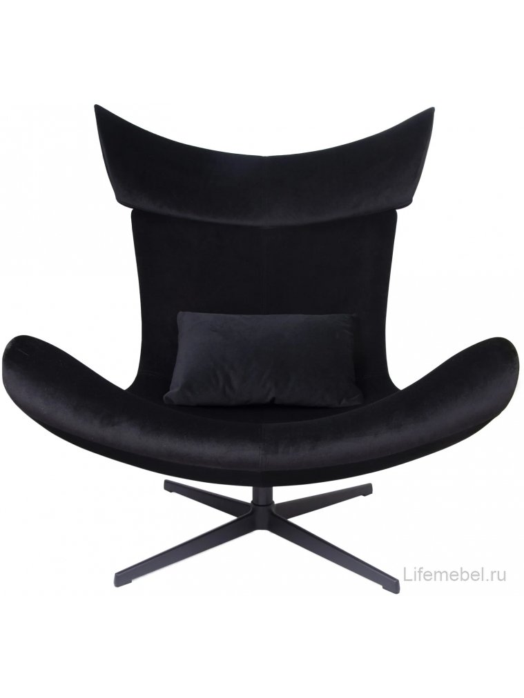 Кресло Рунду с подушкой бархат черный