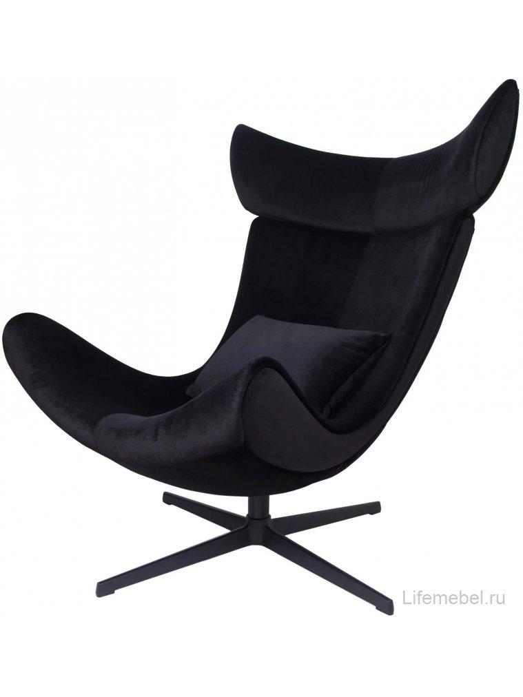Кресло Рунду с подушкой бархат черный