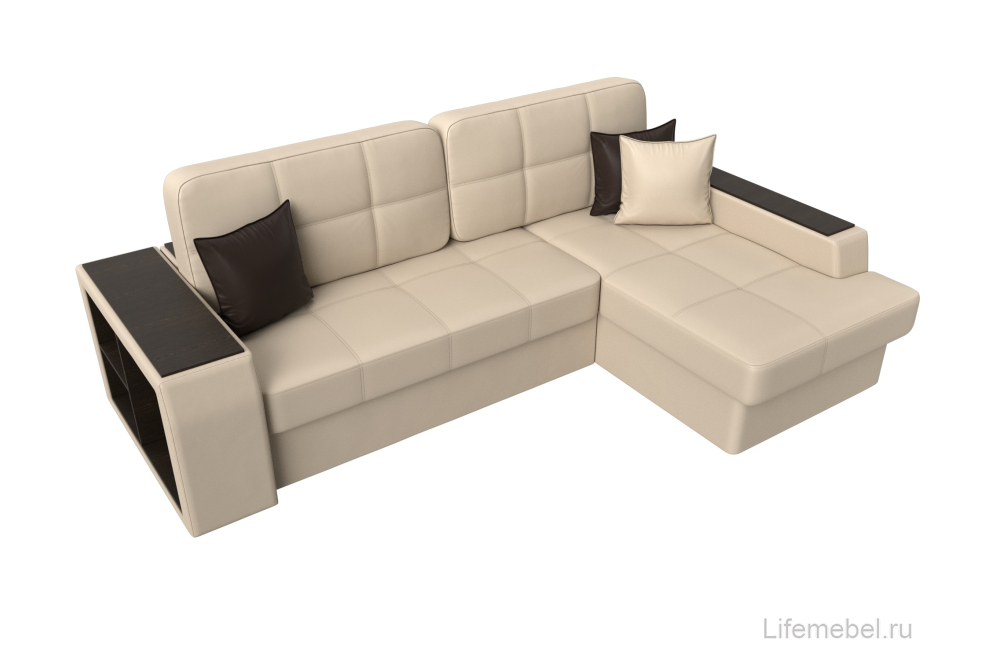 Диван угловой Брюссель эко-кожа бежевый правый