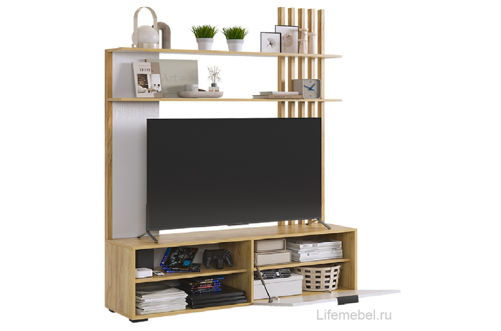 Готовая гостиная Бери дуб крафт золотой / белое дерево