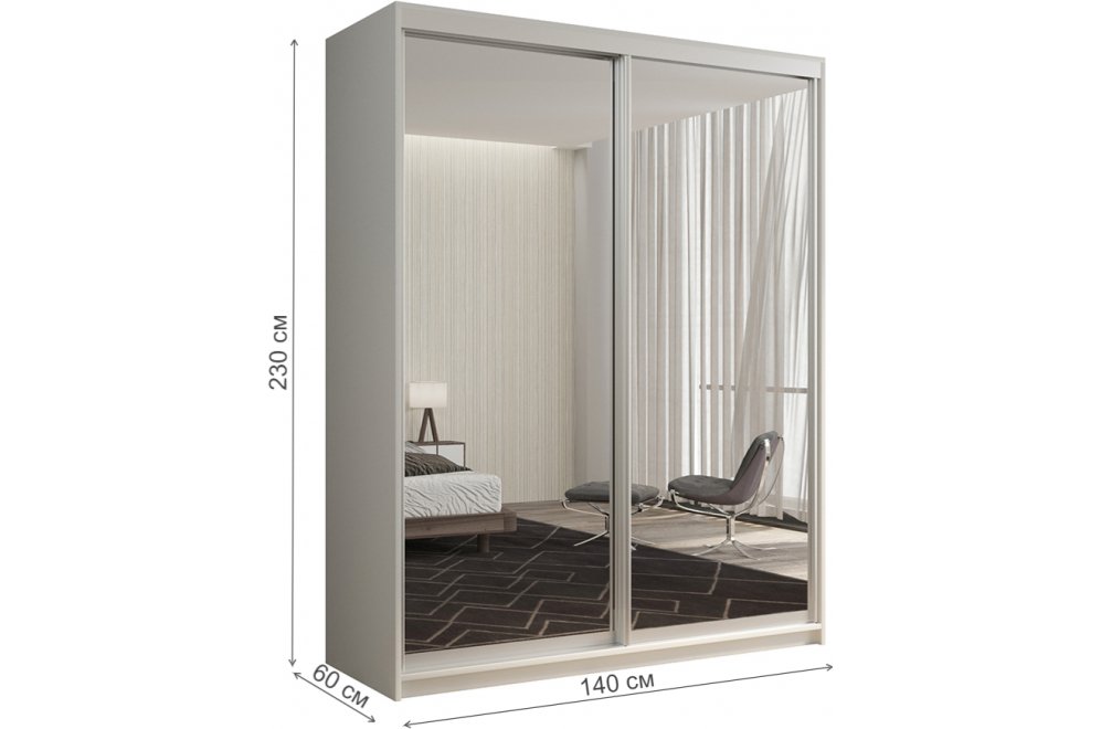 Шкаф-купе Кааппи 1 140х60 белый бриллиант